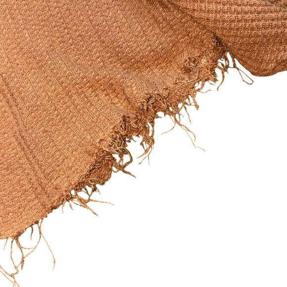 By Together Waflle Knit Raw Bottom Cropped Shirt-Brown-M/L-GUC - Picture 4 of 6